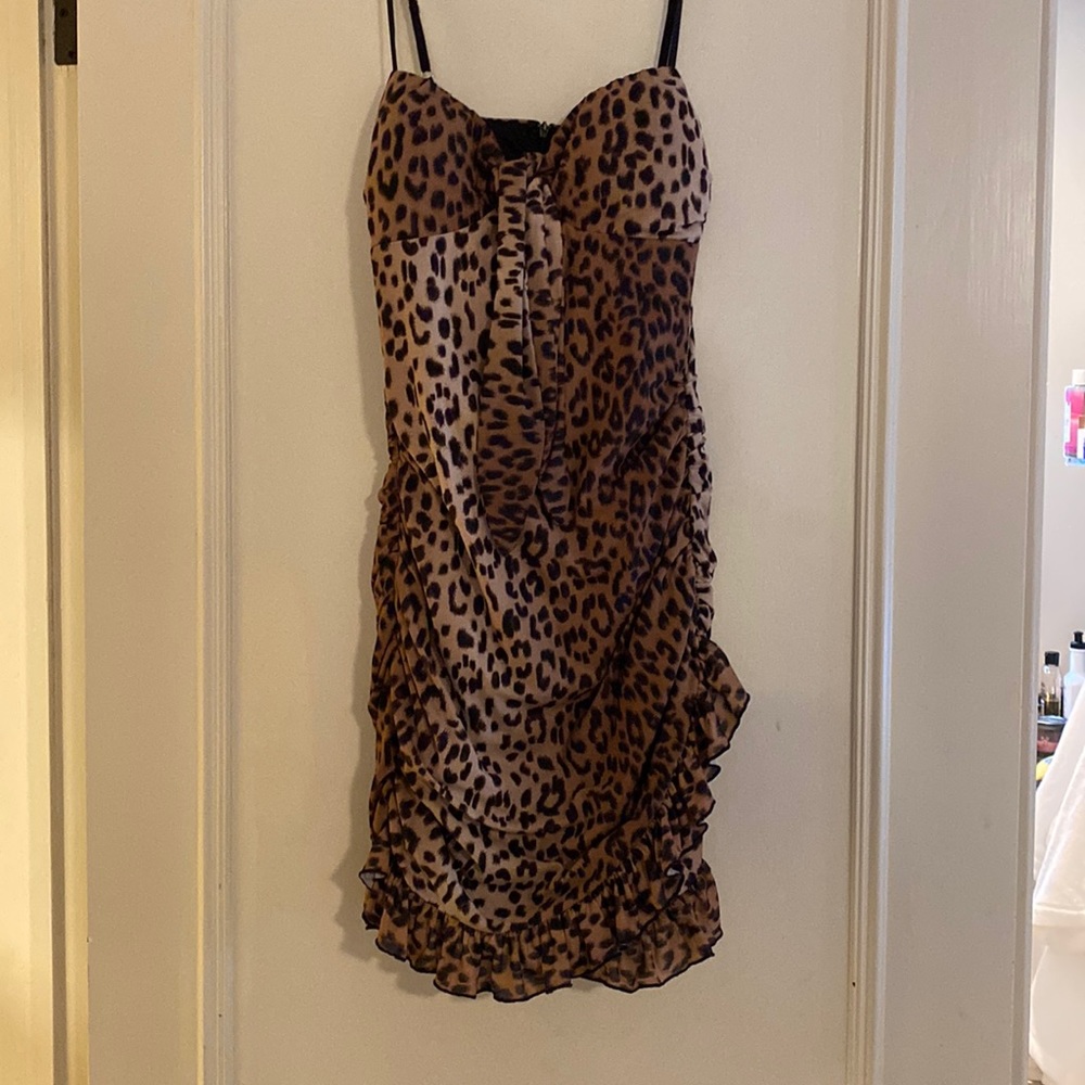 Tiger Mist Strapless Chetah Print Dress